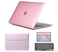 SsHhUu 4 en 1 Coque pour Macbook Pro 13,3 Pouces Modèle A1278, Coque Housse et Couverture de Clavier & Protecteur d'écran & Sleeve pour MacBook Pro Vieux 13" avec Lecteur de CD (2009~2011) Rose