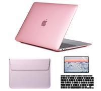 SsHhUu 4 en 1 Coque pour Macbook Pro 15,4 Pouces A1398, Plastique Coque Housse et Couverture de Clavier & Protecteur d'écran & Sleeve pour MacBook Pro 15" avec Écran Retina (Sortie en 2012~2015) Rose