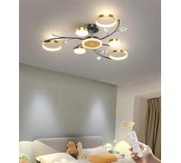SSHIRUYI LED Dimmable Crystal Ceiling Lightture Large Living Room Modern Gold Bedroom Ceiling Lights with Remote Acrylic Lamp Shade Creative Chandelier for Dinning office (6+1 têtes)