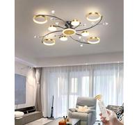SSHIRUYI LED Dimmable Crystal Ceiling Lightture Large Living Room Modern Gold Bedroom Ceiling Lights with Remote Acrylic Lamp Shade Creative Chandelier for Dinning office (8+1 têtes)