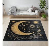Sshjfeu Bohême Soleil Lune Étoiles Tapis Salon 120 x 160cm, Boho Céleste Mystérieux Tapis Doux Poils Courts Antidérapant Lavable pour Chambre Décoration Intérieur Garçons Filles Adolescents