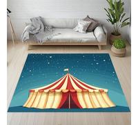 Sshjfeu Cirque Tente Rayures Tapis Salon 80 x 150cm, Circus Ciel Étoilé Tapis Doux Poils Courts Antidérapant Lavable pour Chambre Décoration Intérieur Garçons Filles Adolescents