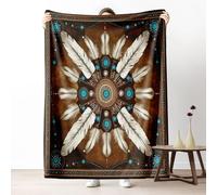 Sshjfeu Couverture 180x220 cm Indien Amérindien Sud-Ouest, Jeté de Canapé, Plaid Style Ethnique Rétro, Plaid Canapé Grande Taille, Couverture Polaire Flanelle Moelleuse, pour Enfant Ado