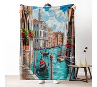 Sshjfeu Couverture 180x220 cm Venise Italie Architecture Moderne, Jeté de Canapé, Plaid Bâtiment Paysage Urbain, Plaid Canapé Grande Taille, Couverture Polaire Flanelle Moelleuse, pour Enfant Ado
