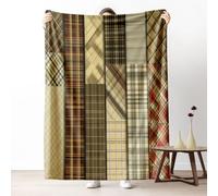 Sshjfeu Couverture 180x220 Géométrique Patchwork Rétro, Plaid Rustique Nostalgique Jeté de Canapé, Plaid Canapé Grande Taille, Couverture Polaire Flanelle Moelleuse, pour Cadeau Femme