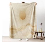 Sshjfeu Couverture 200x220 cm Bohême Soleil Vagues, Jeté de Canapé, Plaid Boho Minimaliste Ligne, Plaid Canapé Grande Taille, Couverture Polaire Flanelle Moelleuse, pour Enfant Ado