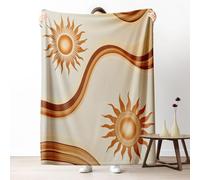 Sshjfeu Couverture Bohême Hippie Soleil, Petit Plaid Boho Vagues Ligne Simple, Couverture 70x100 1 Personne, Plaid Polaire Flanelle Douce et Chaude, pour Jeté de Canapé et Lit, Enfant