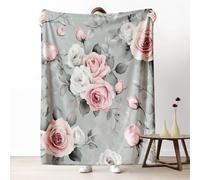 Sshjfeu Couverture Rose Fleurs Romantique, Petit Plaid Motif Floral Botanique, Couverture 100x150 1 Personne, Plaid Polaire Flanelle Douce et Chaude, pour Jeté de Canapé et Lit, Enfant