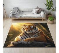 Sshjfeu Grand Tapis Tigre Animaux de la Forêt Salon 200x300, Vie Sauvage Jungle Tapis Antidérapant, À Poils Courts, Doux, Lavable en Machine, Décoration Intérieur, pour Chambre