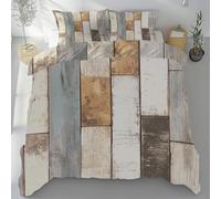 Sshjfeu Housse de Couette 220x240 Planche Rustique Rétro Ferme, Parure de Lit Wooden Nostalgique 2 Personnes en Microfibre avec Fermeture Éclair Réversible, 2 Taies d'oreiller 65x65 cm