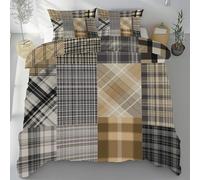 Sshjfeu Housse de Couette 220x240 Rustique Géométrique Rétro, Parure de Lit Patchwork Nostalgique 2 Personnes en Microfibre avec Fermeture Éclair Réversible, 2 Taies d'oreiller 65x65 cm