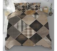Sshjfeu Housse de Couette 220x240 Rustique Rétro Nostalgique, Parure de Lit Géométrique Patchwork 2 Personnes en Microfibre avec Fermeture Éclair Réversible, 2 Taies d'oreiller 65x65 cm