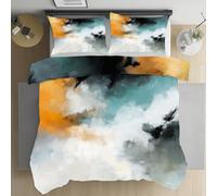 Sshjfeu Housse de Couette 220x240 Tie Dye Aquarelle Peinture a l'encre, Parure de Lit Art Abstrait 2 Personnes en Microfibre avec Fermeture Éclair Réversible, 2 Taies d'oreiller 65x65 cm