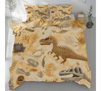 Sshjfeu Housse de Couette Dinosaure Fossile 135x200 Enfant, Parure de Lit Vie Sauvage Jurassic 1 Personne avec 2 Taie d'oreiller 65x65 cm, Microfibre avec Fermeture Éclair