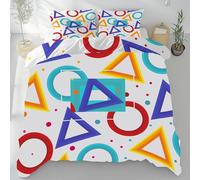 Sshjfeu Housse de Couette Géométrique Multicolore 135x200 Enfant, Parure de Lit Simple Moderne 1 Personne avec 2 Taie d'oreiller 65x65 cm, Microfibre avec Fermeture Éclair