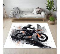 Sshjfeu Moto Moderne Sports Extrêmes Tapis Salon 80 x 150cm, Motocross Locomotive Tapis Doux Poils Courts Antidérapant Lavable pour Chambre Décoration Intérieur Garçons Filles Adolescents