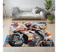 Sshjfeu Moto Motocross Sports Extrêmes Tapis Salon 120 x 160cm, Graffiti Street Culture Tapis Doux Poils Courts Antidérapant Lavable pour Chambre Décoration Intérieur Garçons Filles Adolescents