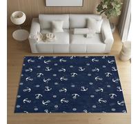 Sshjfeu Paillasson Interieur Entree 50 x 80 cm, Tapis Ancre Océan Thème Marin Lavable Antidérapant, Tapis Nautique Rétro Rural À Poils Court, Doux, pour l'entrée, la Porte d'entrée