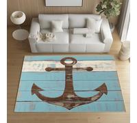 Sshjfeu Paillasson Interieur Entree 50 x 80 cm, Tapis Ancre Thème Marin Lavable Antidérapant, Tapis Nautique Rétro Rural À Poils Court, Doux, pour l'entrée, la Porte d'entrée