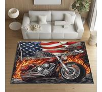 Sshjfeu Paillasson Interieur Entree 50 x 80 cm, Tapis Drapeau Américain Pygargue a Tête Blanche Lavable Antidérapant, Tapis Moto Feu À Poils Court, Doux, pour l'entrée, la Porte d'entrée