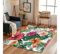 Sshjfeu Paillasson Interieur Entree 50 x 80 cm, Tapis Fleurs Monstera Plantes Vert Lavable Antidérapant, Tapis Feuilles de Palmier Tropicales À Poils Court, Doux, pour l'entrée, la Porte d'entrée