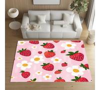 Sshjfeu Paillasson Interieur Entree 50 x 80 cm, Tapis Fraise Fleurs Mignon Lavable Antidérapant, Tapis Fruits Tropicaux Floral À Poils Court, Doux, pour l'entrée, la Porte d'entrée