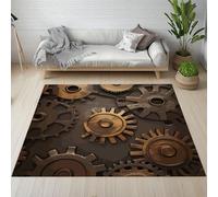 Sshjfeu Paillasson Interieur Entree 50 x 80 cm, Tapis Gear Roues Industriel Lavable Antidérapant, Tapis Steampunk Mécanique À Poils Court, Doux, pour l'entrée, la Porte d'entrée