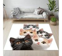 Sshjfeu Paillasson Interieur Entree 50 x 80 cm, Tapis Motif Chat Mignon Lavable Antidérapant, Tapis Animal de Compagnie À Poils Court, Doux, pour l'entrée, la Porte d'entrée