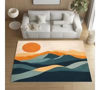 Sshjfeu Paillasson Interieur Entree 50 x 80 cm, Tapis Paysage Naturel Bohême Lavable Antidérapant, Tapis Boho Montagne Soleil À Poils Court, Doux, pour l'entrée, la Porte d'entrée