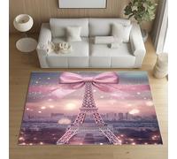 Sshjfeu Paillasson Interieur Entree 50 x 80 cm, Tapis Tour Eiffel Nœud Papillon Mignon Lavable Antidérapant, Tapis Paris Architecture À Poils Court, Doux, pour l'entrée, la Porte d'entrée