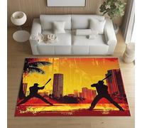 Sshjfeu Paillasson Interieur Entree 60 x 90 cm, Tapis Baseball Ball Sports Lavable Antidérapant, Tapis Moderne Urbain À Poils Court, Doux, pour l'entrée, la Porte d'entrée