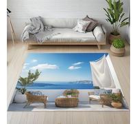 Sshjfeu Paillasson Interieur Entree 60 x 90 cm, Tapis Côtier Paysage Marin Océan Lavable Antidérapant, Tapis Bord de Mer Îles Naturel À Poils Court, Doux, pour l'entrée, la Porte d'entrée