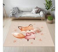 Sshjfeu Paillasson Interieur Entree 60 x 90 cm, Tapis Dessin Animé Renard Kawaii Lavable Antidérapant, Tapis Floral Fleurs Étoiles À Poils Court, Doux, pour l'entrée, la Porte d'entrée