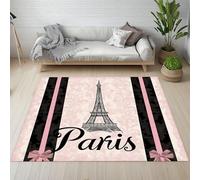 Sshjfeu Paillasson Interieur Entree 60 x 90 cm, Tapis Tour Eiffel Paris Français Lavable Antidérapant, Tapis Européenne Romantique À Poils Court, Doux, pour l'entrée, la Porte d'entrée