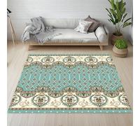 Sshjfeu Paillasson Interieur Entree 80 x 120 cm, Tapis Bohême Exotique Style Ethnique Lavable Antidérapant, Tapis Motif Cachemire Rétro À Poils Court, Doux, pour l'entrée, la Porte d'entrée