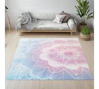 Sshjfeu Paillasson Interieur Entree 80 x 120 cm, Tapis Bohême Mandala Fleurs Dégradé Lavable Antidérapant, Tapis Boho Indien Ethnique À Poils Court, Doux, pour l'entrée, la Porte d'entrée