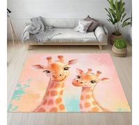 Sshjfeu Paillasson Interieur Entree 80 x 120 cm, Tapis Girafe Dessin Animé Mignon Lavable Antidérapant, Tapis Thème Animalier Cute À Poils Court, Doux, pour l'entrée, la Porte d'entrée