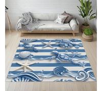 Sshjfeu Paillasson Interieur Entree 80 x 120 cm, Tapis Thème de l'océan Lavable Antidérapant, Tapis Tortue de Mer Étoile de Mer Coquillage À Poils Court, Doux, pour l'entrée, la Porte d'entrée