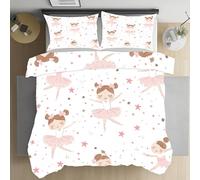 Sshjfeu Parure de Lit Ballet Fille Mignon pour Enfant, Housse de Couette Réversible 90x190 Danseuse Ballerine 1 Personne avec 2 Taie d'oreiller 65x65 cm, Ensemble de Literie Doux