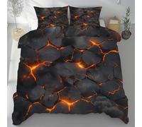 Sshjfeu Parure de Lit Nid d'abeille Simple Moderne, Ensemble de Literie 200x200cm et Taie d'oreiller, Noir Rouge Géométrie Hexagone Housse de Couette 1 Personne Microfibre, avec Fermeture Éclair