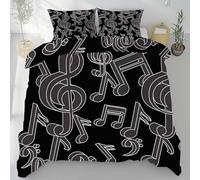 Sshjfeu Parure de Lit Notes de Musique pour Enfant, Housse de Couette Réversible 90x190 Thème Musical 1 Personne avec 2 Taie d'oreiller 65x65 cm, Ensemble de Literie Doux