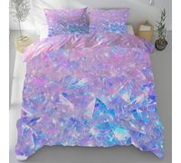 Sshjfeu Parure de Lit Rêves Romantique Paillettes pour Enfant, Housse de Couette Réversible 90x190 Violet Bleu Dégradé 1 Personne avec 2 Taie d'oreiller 65x65 cm, Ensemble de Literie Doux