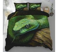 Sshjfeu Parure de Lit Serpent Reptile Tropicales pour Enfant, Housse de Couette Réversible 90x190 Exotique Vie Sauvage 1 Personne avec 2 Taie d'oreiller 65x65 cm, Ensemble de Literie Doux
