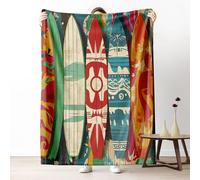 Sshjfeu Plaid Skateboard Planche de Surf Rétro, Couverture Polaire Flanelle Moelleuse, Plage Côtier Océan Couverture Lit Jeté de Canapé, Légère et Doux, pour Cadeau Enfant Ado, 130x170