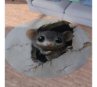 Sshjfeu Tapis Cute Souris Mignon, Rond 140cm, Créative Animaux Mignon Tapis Chambre Enfant, Antidérapant, Lavable, à Poils Courts, pour Salon Cuisine, Descente de Lit Chambre Adulte