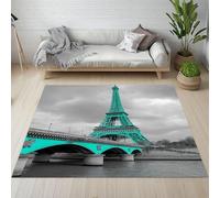 Sshjfeu Tapis Tour Eiffel Romantique Paris pour Salon Chambre 120 x 170 cm, Tapis Architecture Français à Poils Courts, À Poil Ras, Doux Antidérapant, Lavable en Machine, Décoration Intérieur