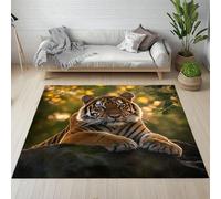 Sshjfeu Tigre Animaux Sauvage Tapis Salon 120 x 160cm, Animaux de la Jungle Tapis Doux Poils Courts Antidérapant Lavable pour Chambre Décoration Intérieur Garçons Filles Adolescents