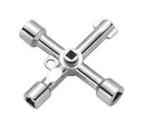 SSHUIKKAI Lot de 2 clés multifonctions 4 voies - Clé à douille carrée - Clé à douille - Clé croisée - Pour armoire électrique, armoire de compteur de gaz (argenté)