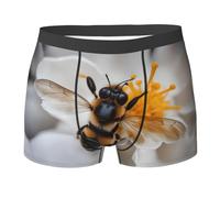 SSIMOO Boxer polyvalent avec des fleurs noires et dorées avec une élasticité exceptionnelle, choix parfait pour la mode masculine, Abeille sur nid d'abeille., XL