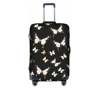 SSIMOO Housse de bagage élégante à pois rouges et blancs, expérience de style et fonctionnalité, parfait compagnon de voyage, Papillons blancs dorés et noirs, Large